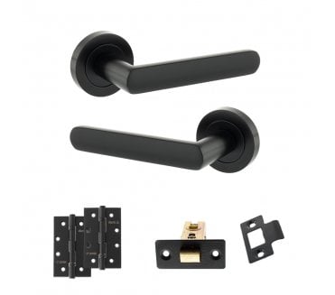 STATUS Carolina Door Handle Latch Pack (4 Slim Knuckle Hinges x2) - Matt Black