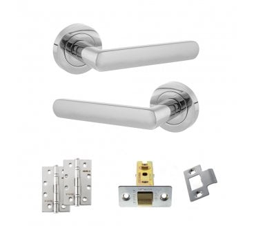 STATUS Carolina Door Handle Latch Pack (4 Slim Knuckle Hinges x2) - Polished Chrome