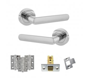 STATUS Carolina Door Handle Latch Pack (3 Ball Bearing Hinges x3) - Polished Chrome