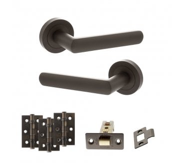 STATUS Carolina Door Handle Latch Pack (3 Ball Bearing Hinges x3) - Urban Dark Bronze