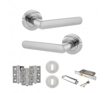 STATUS Carolina Door Handle Lock Pack (3 Ball Bearing Hinges x3) - Polished Chrome