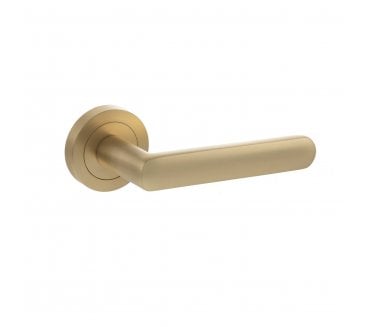 STATUS Carolina Lever Door Handle on Round Rose - Satin Brass