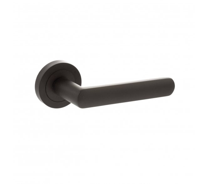 STATUS Carolina Lever Door Handle on Round Rose - Urban Dark Bronze