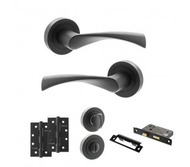 STATUS Colorado Door Handle Bathroom Pack (4 Slim Knuckle Hinges x2) - Matt Black