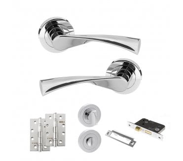 STATUS Colorado Door Handle Bathroom Pack (4 Slim Knuckle Hinges x2) - Polished Chrome