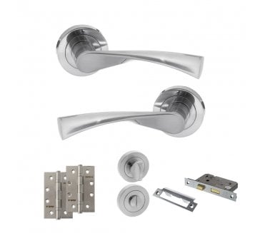 STATUS Colorado Door Handle Bathroom Pack (4 Slim Knuckle Hinges x2) - Satin Chrome