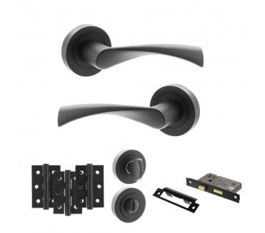 STATUS Colorado Door Handle Bathroom Pack (3 Ball Bearing Hinges x3) - Matt Black