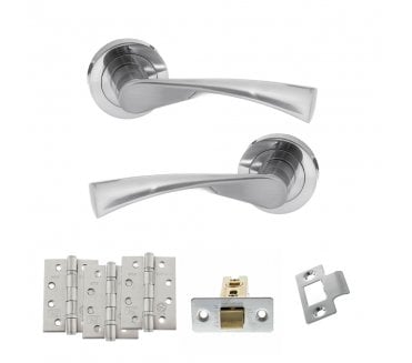 STATUS Colorado Door Handle Latch Pack (4 Fire Rated Hinges x3) - Satin Chrome