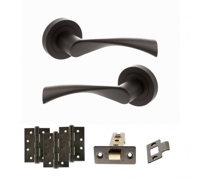 STATUS Colorado Door Handle Latch Pack (4 Fire Rated Hinges x3) - Urban Dark Bronze