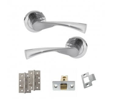 STATUS Colorado Door Handle Latch Pack (4 Slim Knuckle Hinges x2) - Satin Chrome