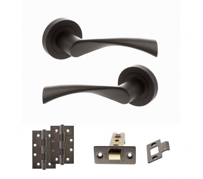 STATUS Colorado Door Handle Latch Pack (4 Slim Knuckle Hinges x2) - Urban Dark Bronze