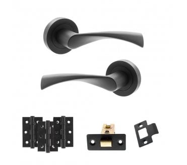STATUS Colorado Door Handle Latch Pack (3 Ball Bearing Hinges x3) - Matt Black