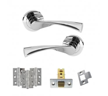 STATUS Colorado Door Handle Latch Pack (3 Ball Bearing Hinges x3) - Polished Chrome