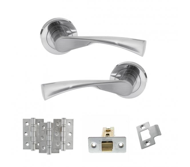 STATUS Colorado Door Handle Latch Pack (3 Ball Bearing Hinges x3) - Satin Chrome