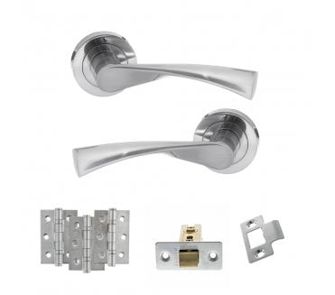 STATUS Colorado Door Handle Latch Pack (3 Ball Bearing Hinges x3) - Satin Chrome