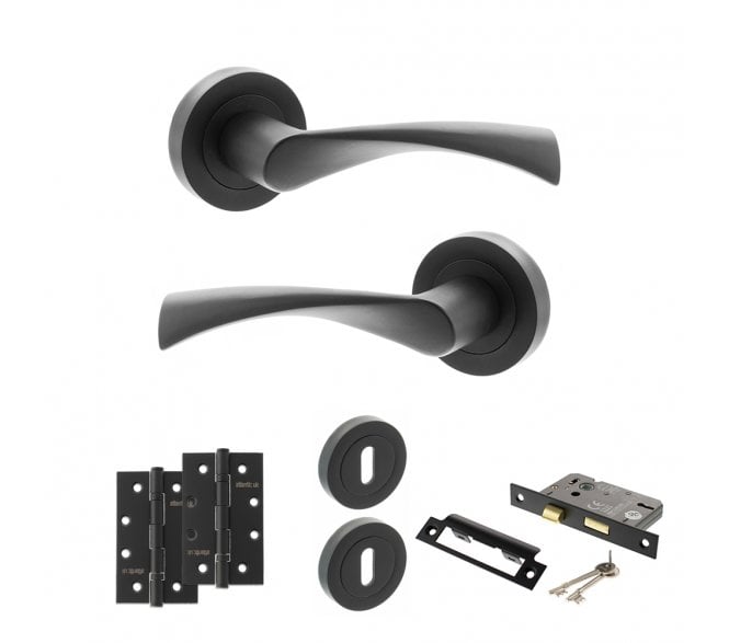 STATUS Colorado Door Handle Lock Pack (4 Slim Knuckle Hinges x2) - Matt Black