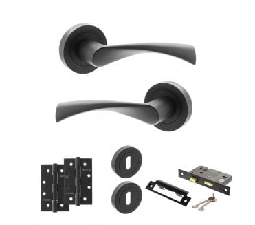 STATUS Colorado Door Handle Lock Pack (4 Slim Knuckle Hinges x2) - Matt Black