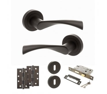 STATUS Colorado Door Handle Lock Pack (4 Slim Knuckle Hinges x2) - Urban Dark Bronze
