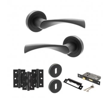 STATUS Colorado Door Handle Lock Pack (3 Ball Bearing Hinges x3) - Matt Black