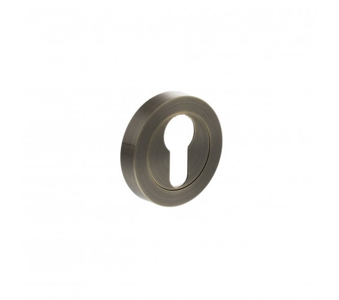 Status Euro Profile Escutcheon on Round Rose - Antique Brass (PAIR)