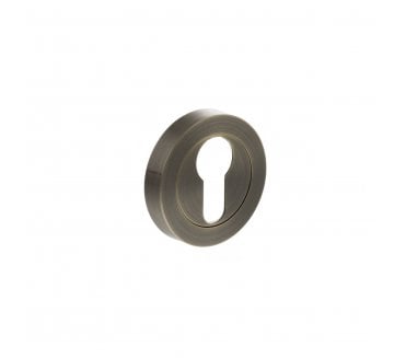 Status Euro Profile Escutcheon on Round Rose - Antique Brass (PAIR)