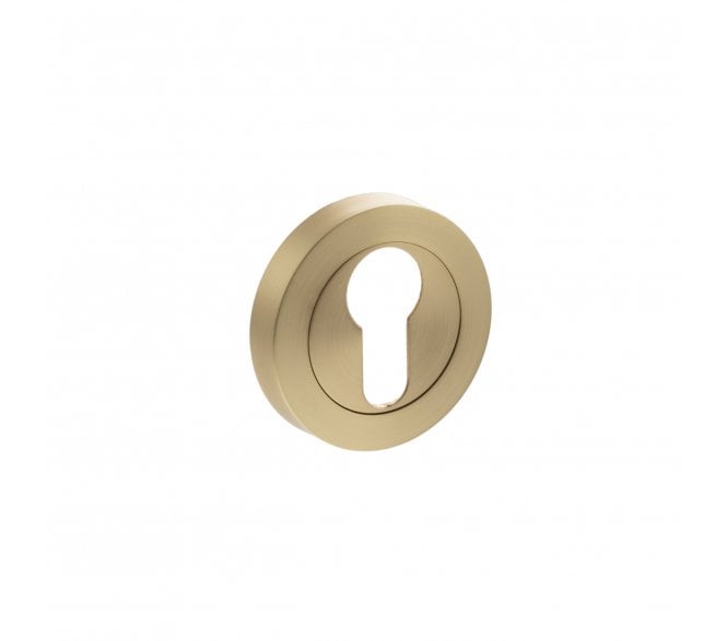Status Euro Profile Escutcheon on Round Rose - Satin Brass (PAIR)