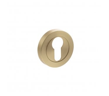Status Euro Profile Escutcheon on Round Rose - Satin Brass (PAIR)