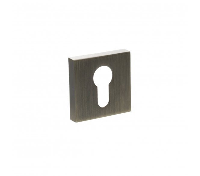 Status Euro Profile Escutcheon on Square Rose - Antique Brass (PAIR)