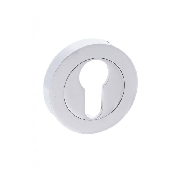 STATUS Euro Profile Escutcheons on Round Rose - Polished Chrome (Pair)