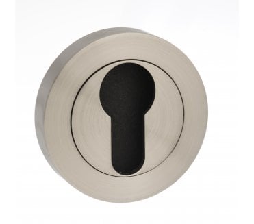 STATUS Euro Profile Escutcheons on Round Rose - Satin Nickel (Pair)