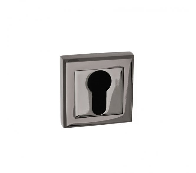 STATUS Euro Profile Escutcheons on Square Rose - Black Nickel  (Pair)