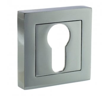 STATUS Euro Profile Escutcheons on Square Rose - Polished Chrome (Pair)
