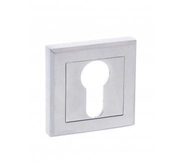 STATUS Euro Profile Escutcheons on Square Rose - Satin Chrome (Pair)