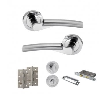 STATUS Florida Door Handle Bathroom Pack (4 Slim Knuckle Hinges x2) - Polished/Satin Chrome