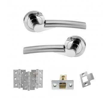 STATUS Florida Door Handle Latch Pack (3 Ball Bearing Hinges x3) - Polished/Satin Chrome