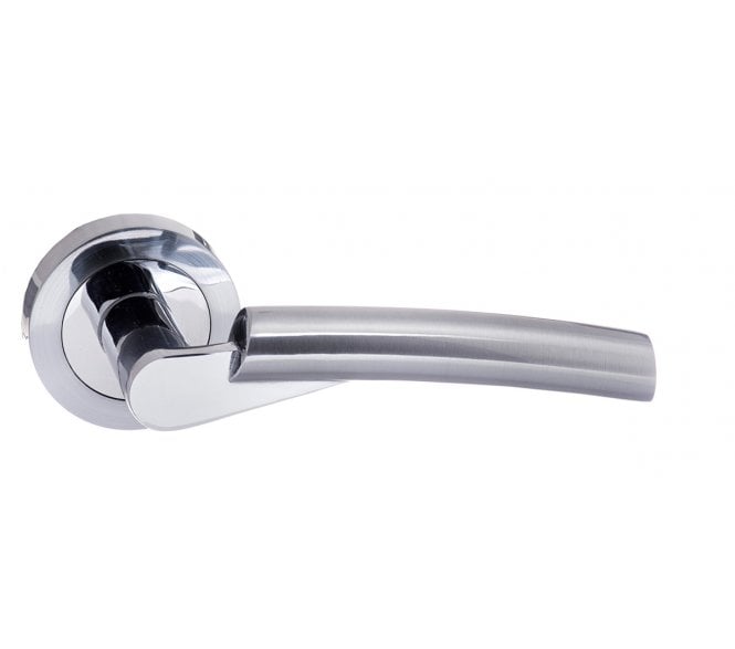 STATUS Florida Lever Handle On Rose - Satin Chrome/Polished Chrome