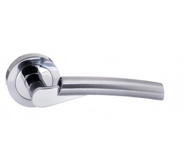 STATUS Florida Lever Handle On Rose - Satin Chrome/Polished Chrome