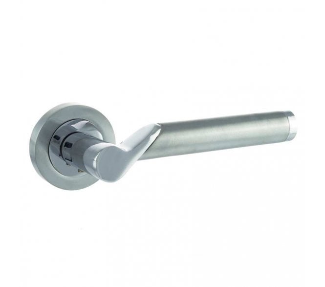 STATUS Hawaii Lever on Round Rose - Satin Chrome/Polished Chrome