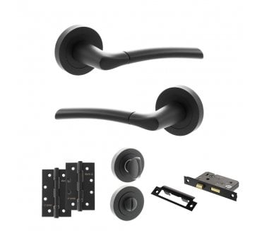 STATUS Indiana Door Handle Bathroom Pack (4 Slim Knuckle Hinges x2) - Matt Black