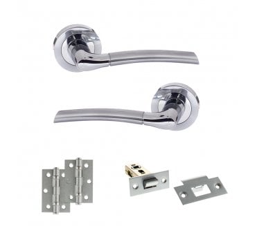 STATUS Indiana Door Handle Latch Pack (3 Ball Bearing x2) - Satin Chrome/Polished Chrome