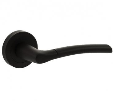 STATUS Indiana Lever Door Handle on Round Rose - Matt Black