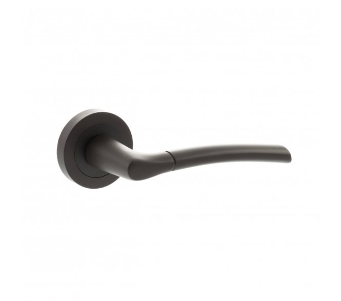 STATUS Indiana Lever Door Handle on Round Rose - Urban Dark Bronze