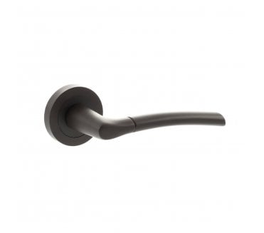 STATUS Indiana Lever Door Handle on Round Rose - Urban Dark Bronze