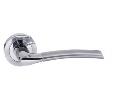 STATUS Indiana Lever Handle On Rose - Satin Chrome/Polished Chrome