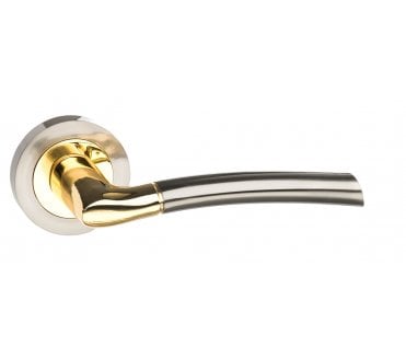 STATUS Indiana Lever Handle On Rose - Satin Nickel/Polished Brass