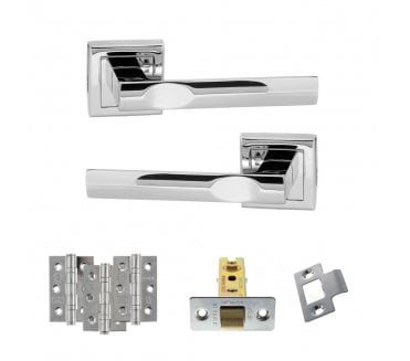 STATUS Kansas Door Handle Latch Pack (3 Ball Bearing Hinges x3) - Polished Chrome