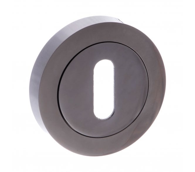 STATUS Keyhole Escutcheons on Round Rose - Black Nickel (Pair)