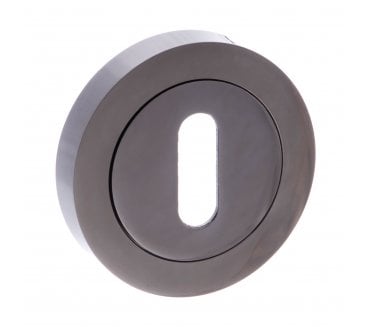 STATUS Keyhole Escutcheons on Round Rose - Black Nickel (Pair)