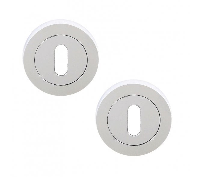 STATUS Keyhole Escutcheons on Round Rose - Polished Chrome (Pair)