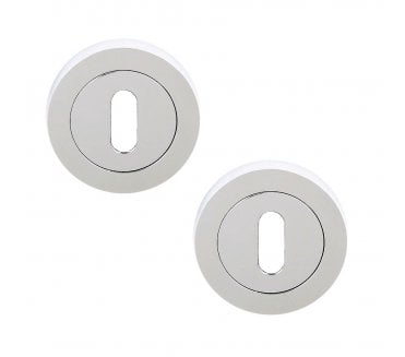 STATUS Keyhole Escutcheons on Round Rose - Polished Chrome (Pair)